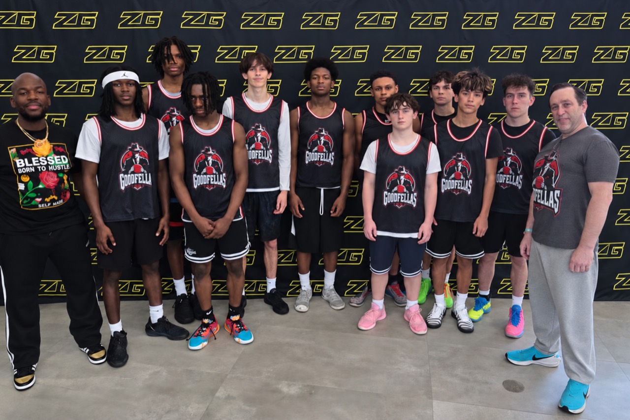 Goodfellas players and coaches posing in front of a Zero Gravity backdrop
